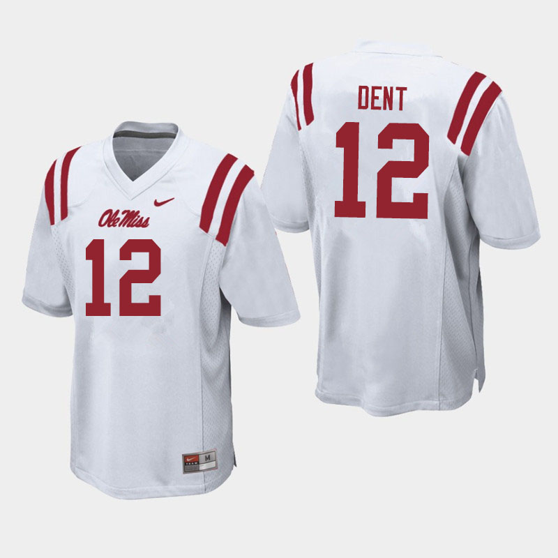 Kinkead Dent Ole Miss Rebels NCAA Men's White #12 Stitched Limited College Football Jersey RZR2458BU